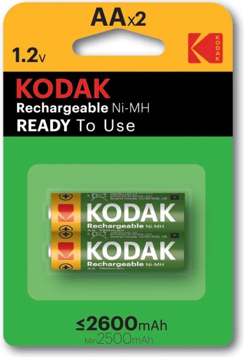 Actual product image Kodak rechargeable Ni-MH AA battery 2600 mAh 2 pack - Battery - Mignon (AA) (2 pcs., AA, 2600 mAh)