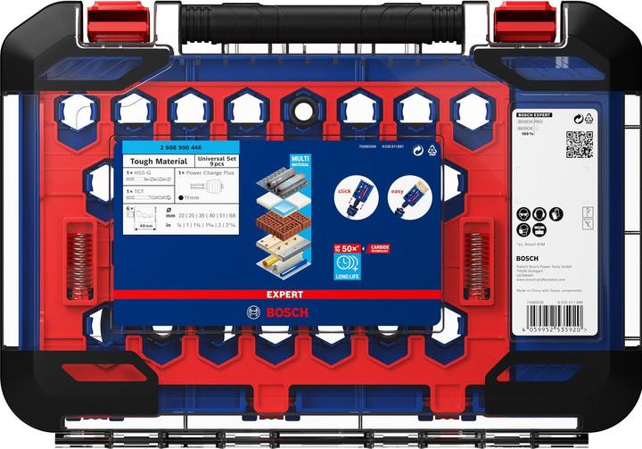 Immagine prodotto Bosch Professional Zubehör Set di seghe a tazza EXPERT Tough Material, 22/25/35/40/51/68 mm, 9 pezzi. (51 mm, 22 mm, 68 mm, 35 mm, 40 mm, 25 mm)