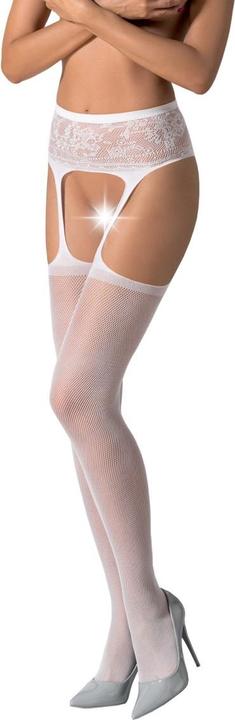 Passion S028 Medias Con Liguero Blanco Talla Unica (One Size, Einzelpack)