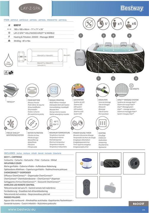 Actual product image Bestway Lay-Z-Spa Hawaii Smart Luxe (6 pers.)