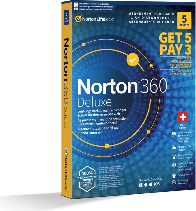 Actual product image Norton 360 Deluxe (5 User, 12 months)