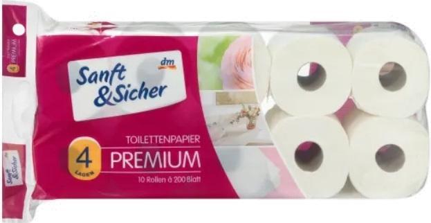 dm Sanft&Sicher Toilettenpapier Premium 4-lagig (10x200 Blatt) (10 x)
