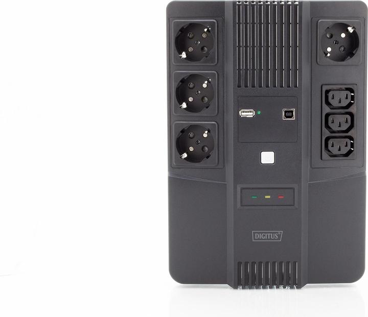 Image du produit Digitus Onduleur tout-en-un, 600VA/360W, LED x1, 4x CEE 7/7,3x IEC C13, USB (600 VA, 360 W, Line-interactive Onduleur)