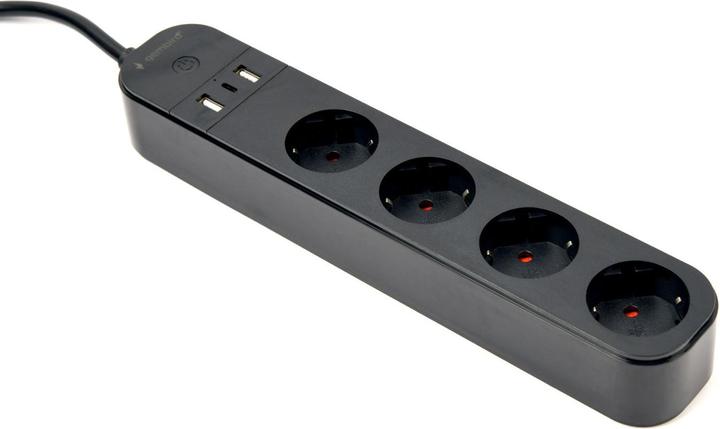 Produktbild Gembird Smart Steckdosenleiste mit USB-Ladegerät 4 französische Steckdosen schwarz (4 x, CEE 7/5, 1.50 m)