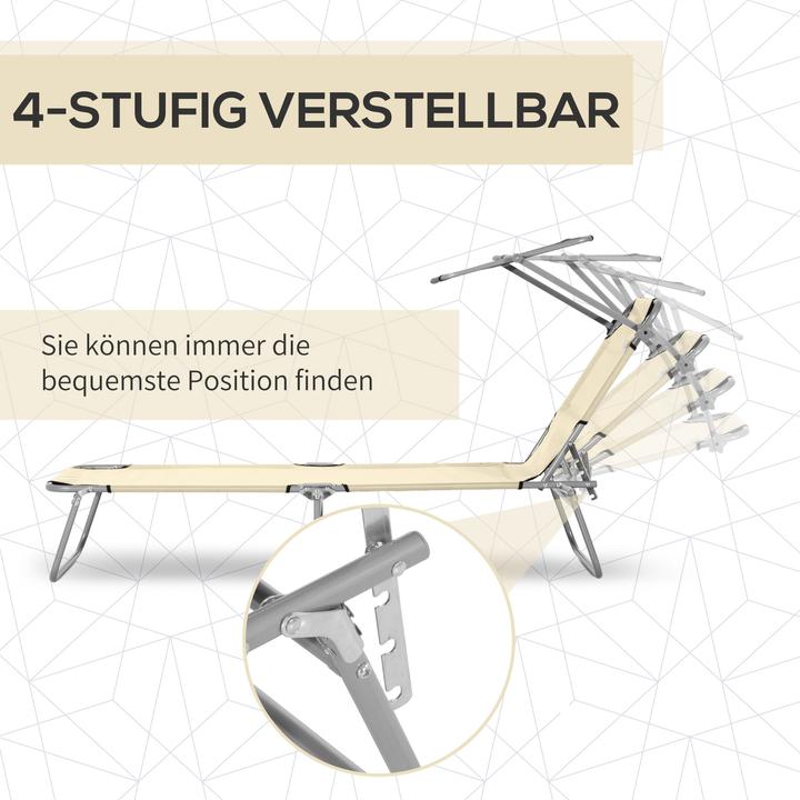 Actual product image Outsunny Sun lounger with sunshade (187 cm)