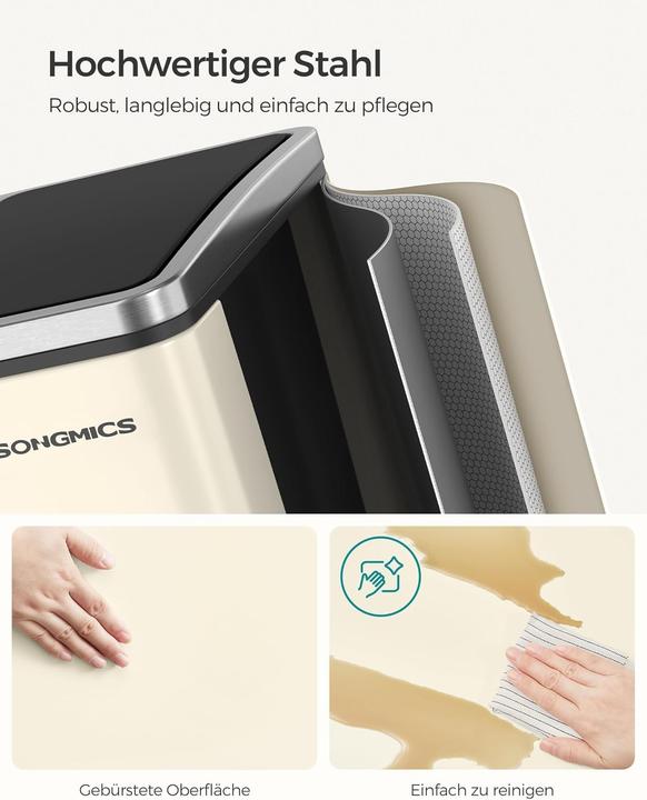 Produktbild Songmics LTB30A02 Mülleimer, 2x15 Liter, Softclose-Deckel (30 l)