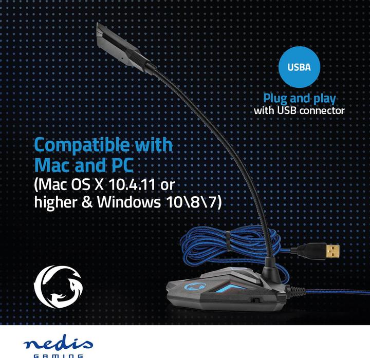 Image du produit Nedis Microphone de jeu pour ordinateur de bureau GMICGU100BK