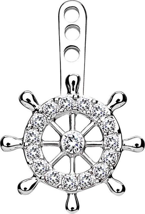 Star Piercing Ohrring Ear Jacket silber Yachtrad (Messing)