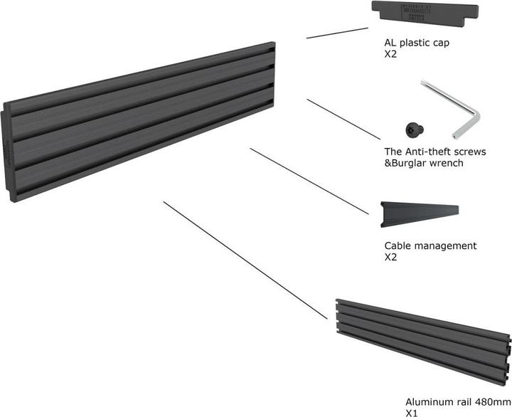 Actual product image Multibrackets Aluminum Profile, Modular Pro System, Black