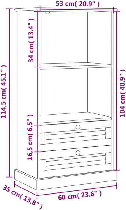Image du produit VidaXL Gunner (60 x 35 x 114,5 cm)
