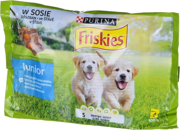 Produktbild Purina FRISKIES Junior Huhn mit Karotten - Nassfutter für Hunde - 4x100g (Junior, 4 Stk., 400 g)