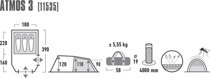 Actual product image High Peak Atmos (Tunnel tent, 5.30 kg, 3 persons)