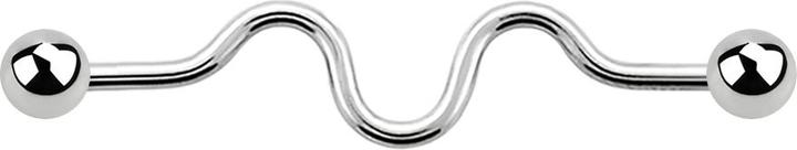 Star Piercing Barbell silber zig zag mit zwei Kugeln (ohne Messing, Chirurgenstahl 316L)