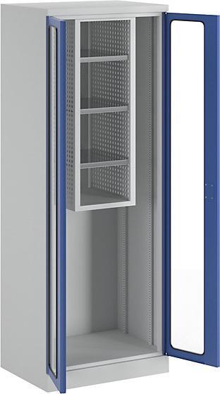 Produktbild MBA-System Geräte- und Putzmittelschrank STANDARD, mit Sichtfenstertüren, l.grau/blau (37 cm, 112 cm)