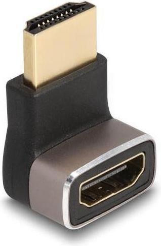 Produktbild Delock HDMI Adapter Stecker zu Buchse 90° unten gewinkelt 8K 60 Hz grau Metall (HDMI, 3.01 cm)