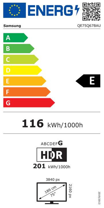 Energie-Label Samsung QE75Q67BAU (75", QLED, 4K)