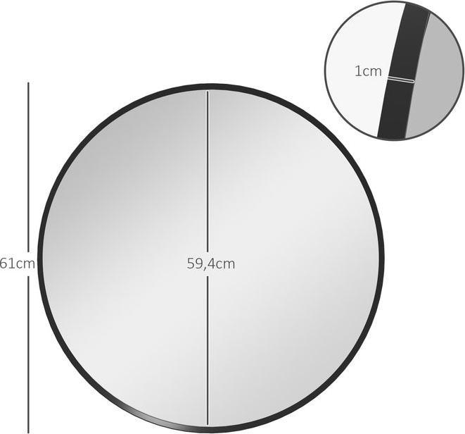 Actual product image Swisshandel24 Wall mirror, 60x60cm aluminium frame, round black (60 x 60 cm)