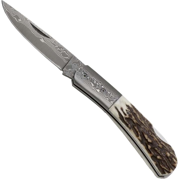 Actual product image Haller Damascus Pocket Knife Staghorn 42971 (7 cm)