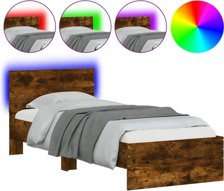 Produktbild VidaXL Bettgestell mit Kopfteil und LED-Beleuchtung (160 x 200 cm)