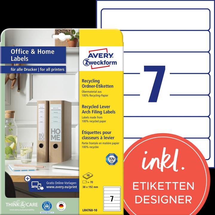 Produktbild Avery Recycling Ordner-Etiketten, Home Office, Kleinpackung