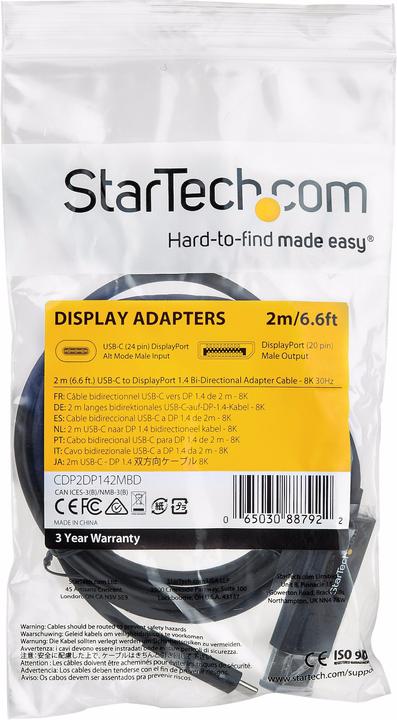 Actual product image StarTech USB Typ C — DisplayPort (2 m, USB Type C, DisplayPort)