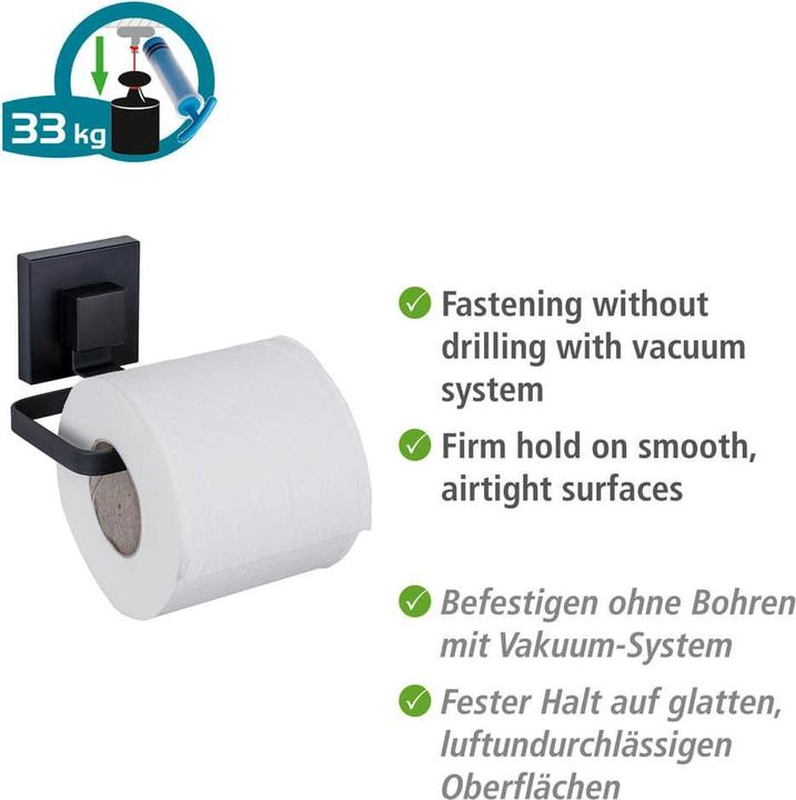 Produktbild Wenko Vacuum-Loc® Toilettenpapierhalter Mod. Quadro Schwarz Befestigen ohne Bohren