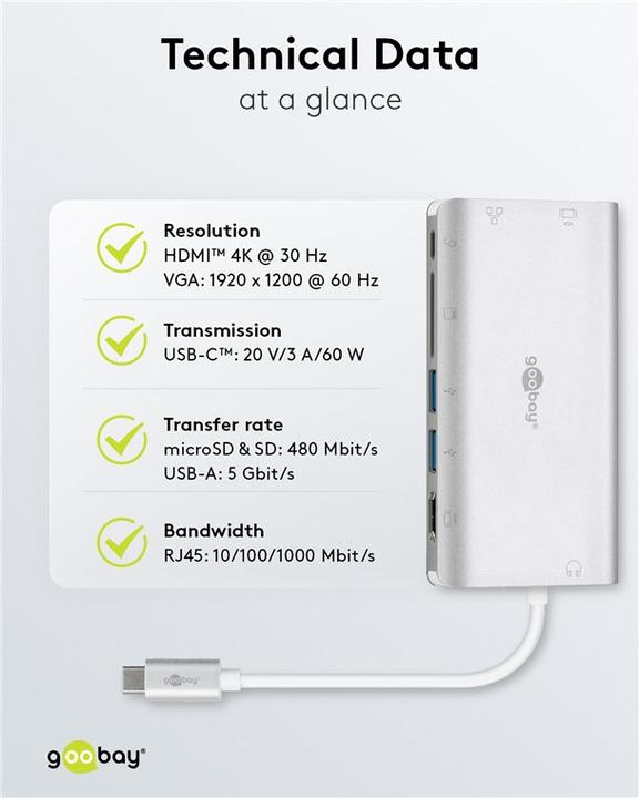 Actual product image Goobay Premium 49850 (USB-C, 8 Ports)