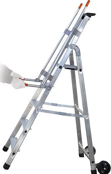 Image du produit Facal Escabeau mobile pour rayonnages, avec 2 mains courantes et roulettes, 12 (Échelle pour rayonnage)