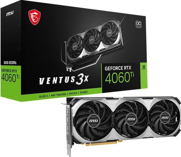 Immagine prodotto MSI GeForce RTX 4060 Ti VENTUS 3X E 8G OC - VGA - PCI-E x16 (8 GB)