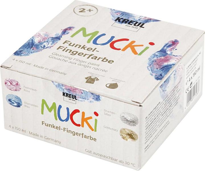 Image du produit Kreul MUCKI Peinture au doigt étincelante (Pink, Bleu, Silver, Or, 600 ml)