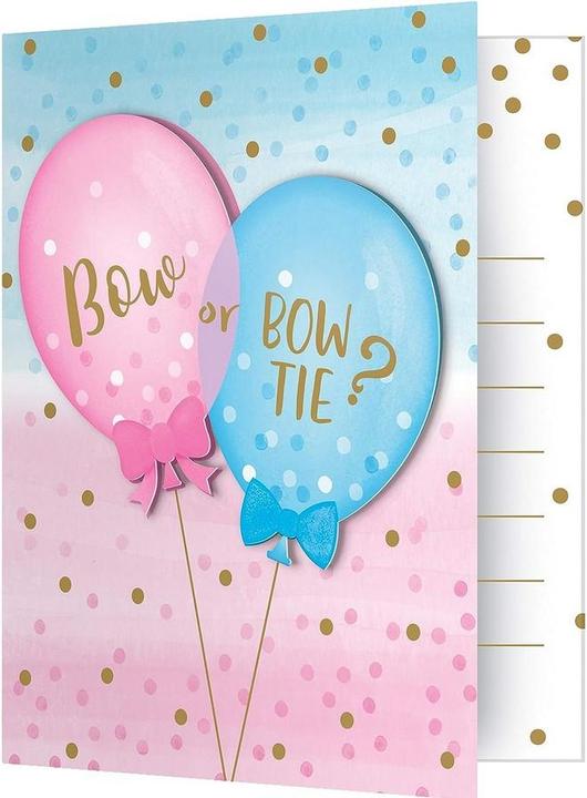 Image du produit Creative Party Invitations à la révélation du sexe avec ballons pliés (paquet de 8) (8 pcs)