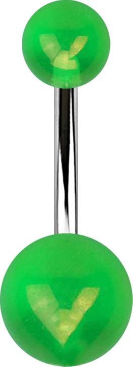 Produktbild Star Piercing Banane silber mit zwei Kugeln metallbeschichtet grün (ohne Messing, Chirurgenstahl 316L, Acryl)