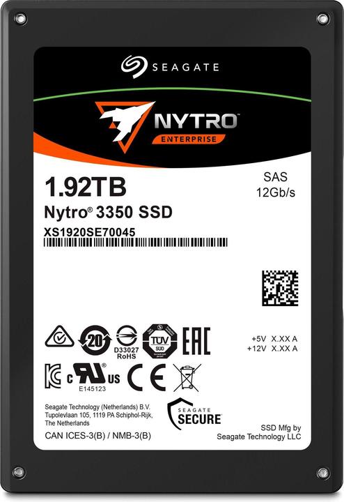 Image du produit Seagate Nytro 3350 SSD 1,92TB SAS 6,35cm 2,5pouces (1920 Go, 2.5")