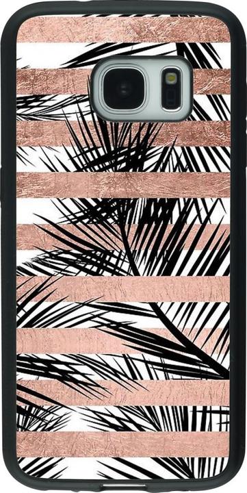 Produktbild PhoneLook Hülle Silikon schwarz Palm trees gold stripes (Samsung Galaxy S7)