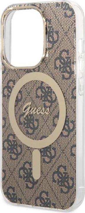 Produktbild Guess Zestaw GUBPP14LH4EACSW Case+ Charger iPhone 14 Pro 6,1" brązowy/brown hard case 4G Print MagSa (Apple iPhone 14 Pro)