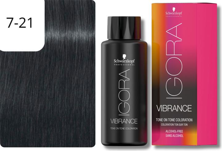 Produktbild Schwarzkopf Professional Igora Vibrance - 7-21 Mittelblond Asch Cendré (Blond, Grau)