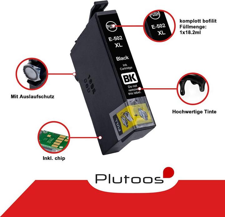Produktbild Plutoos Epson 502XL Patrone XXL kompatibel, 4er Farbset (M, Y, C, BK)