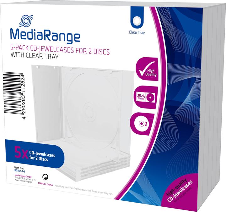 Image du produit MediaRange Pochette vide CD pour 2 disques Tray transparent