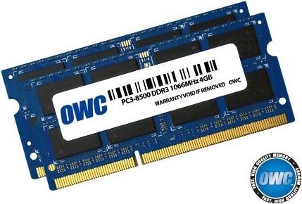 Produktbild OWC 8.0GB (2x 4GB) PC3-8500 DDR3 1066MHz SO-DIMM 204 Pin (2 x 4GB, 1066 MHz, DDR3-RAM, SO-DIMM)