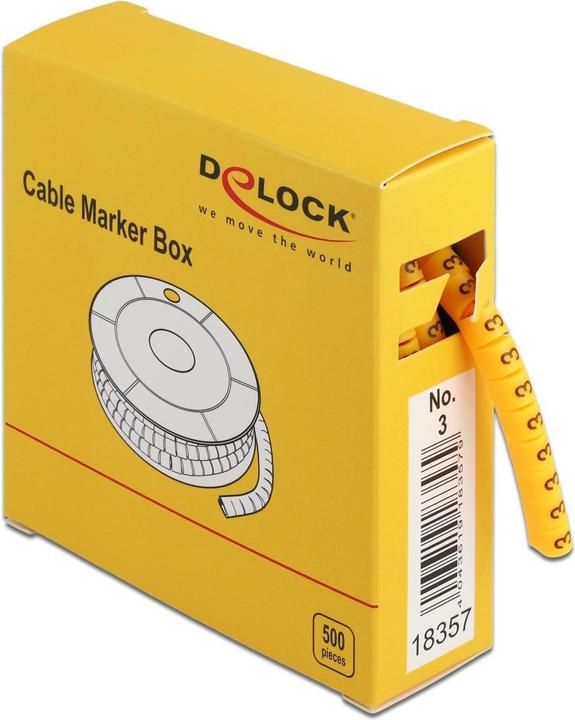 Delock Kabelmarkering nr.3, geel 500 stuks