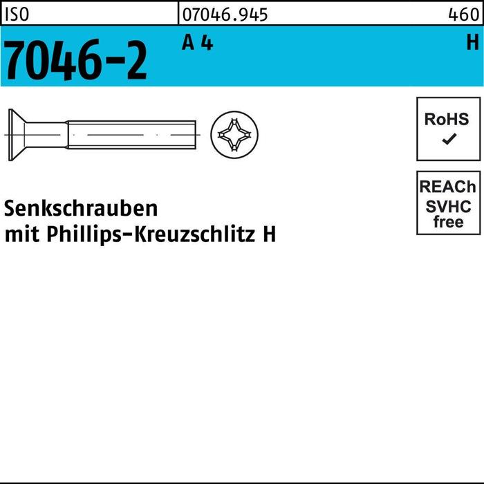 Actual product image Countersunk screw ISO 7046-2 w.cross recess-PH M 4 x 16 -H A 4 (1000 Screws per piece)