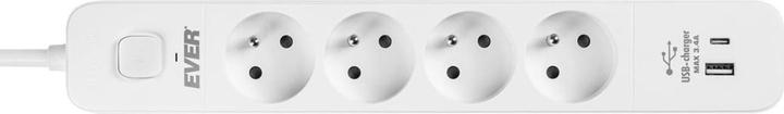 Productafbeelding Ever Listwa Antyprzepięciowa Protect 4pl 1a1c 1 5m (4 x, USB-A, 1.50 m)