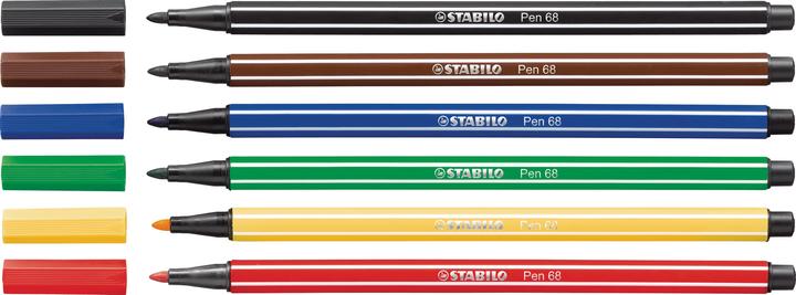 Actual product image STABILO Pen 68 Premium felt-tip pen (Red, Black, Green, Blue, Brown, Yellow, Turquoise, 6 x)