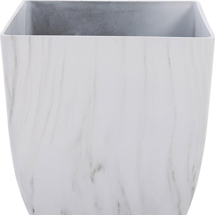Produktbild Beliani Blumenkübel 2er Set weiss Marmor Optik quadratisch 28 x 28 x 34 cm MIRO (28 cm)