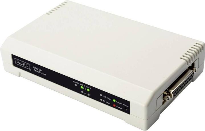 Actual product image Digitus DN-13006-1 Network print server LAN (10/100 MBit/s), USB, parallel (IEEE