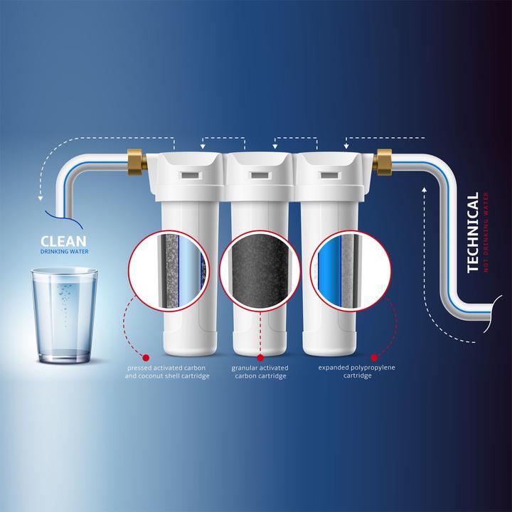 Produktbild Naturewater NW-BR10B4 3 Stufen Filter 5µ 32,89mm 1" Sedimentfilter Aktivkohle (3 x)