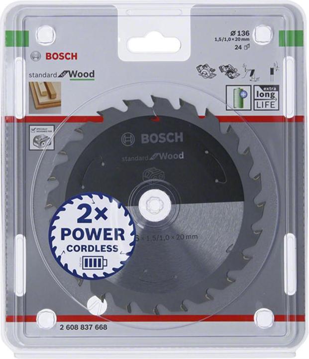 Immagine prodotto Bosch Professional Zubehör Lama per sega circolare a batteria PRO Wood, 136 x 1,5 x 20 mm