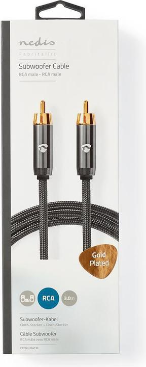 Immagine prodotto Nedis Cavo subwoofer | RCA | Placcato oro | 3,00 m | Rotondo | 4,5 mm | Antracite / Grigio canna di fucile (3 m, Cinch)