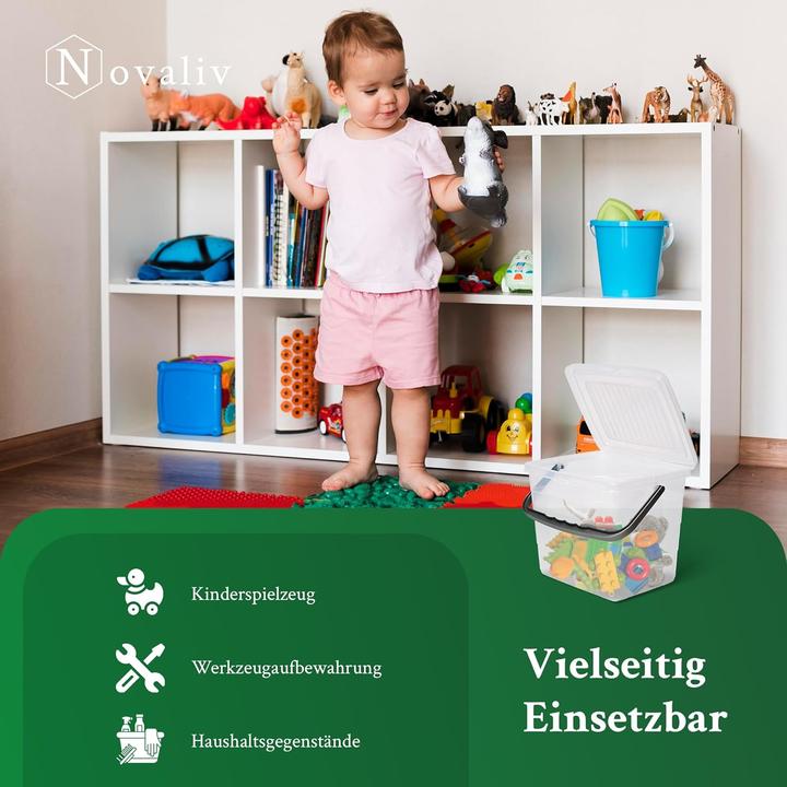 Produktbild Novaliv Sparset Waschmittelbox mit Deckel 4 Liter + 7 Liter Transparent und Dosierlöffel Box Waschpu (7 l)