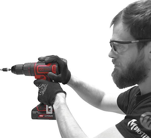 Actual product image KS Tools eMONSTER brushless cordless impact drill and screwdriver set, 4-piece | 18 volt, 2 batteries and (Rechargeable battery operated)
